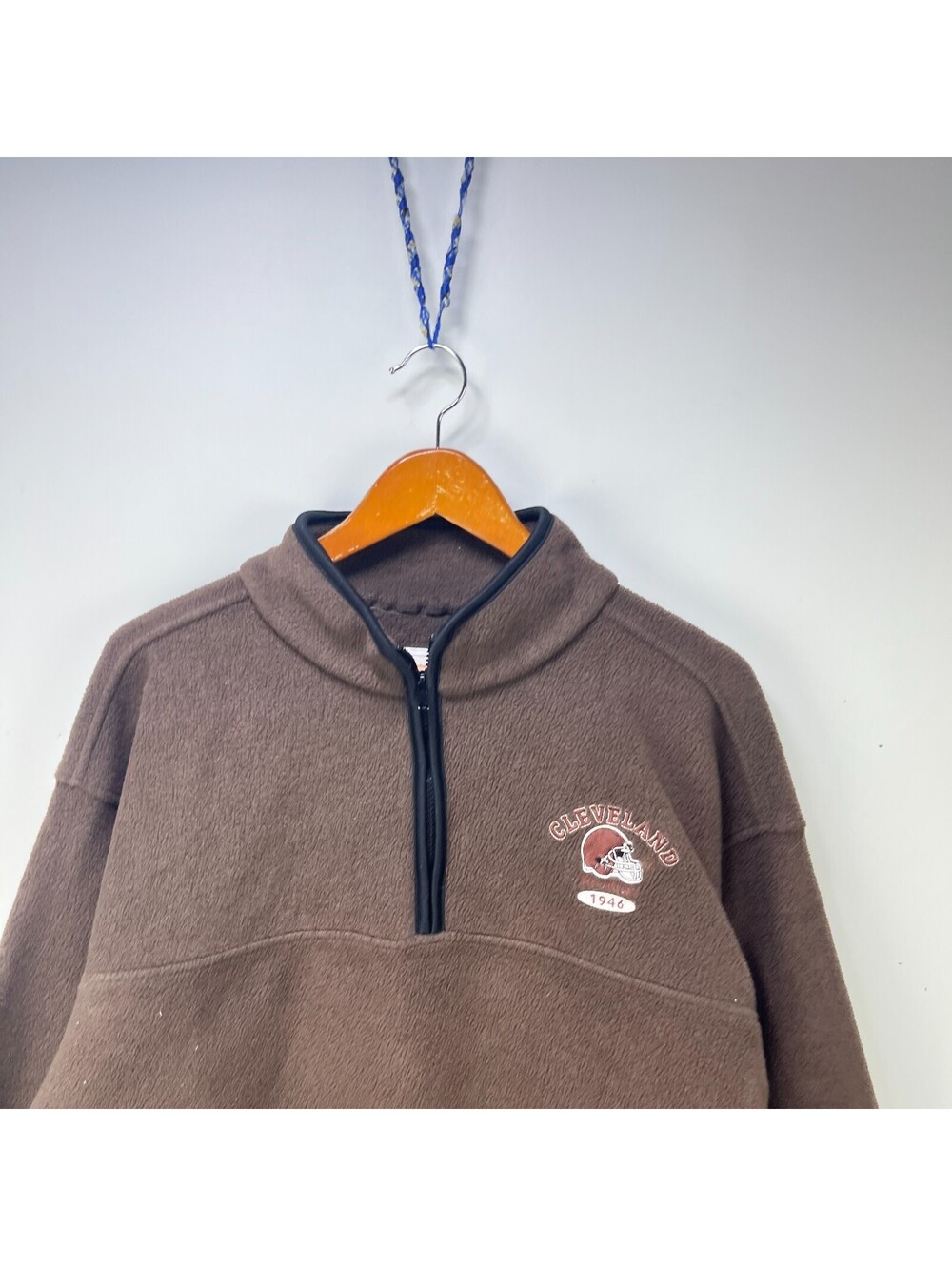 Vintage Cleveland Browns Brown Half Zip Fleece Sweater XL - Picture 2 of 10